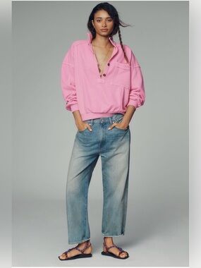 Pilcro 100% Cotton Button-Front Popover Top